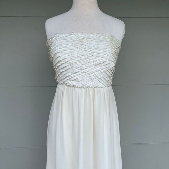 Calvin Klein Silk Strapless Maxi Dress Size 8 Bridal Wedding Gown Formal White - Picture 4 of 14